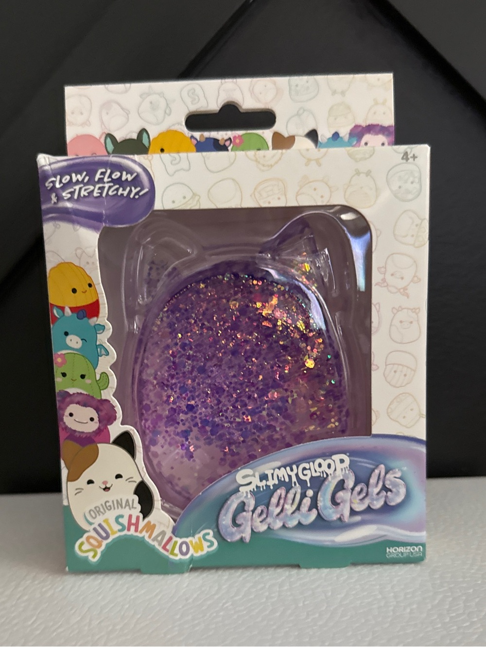 Squishmallows Purple Glitter Gelli Gel Cat-Ear Sensory Toy